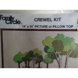 Family Circle Crewel Kit, Daisies and Birches 